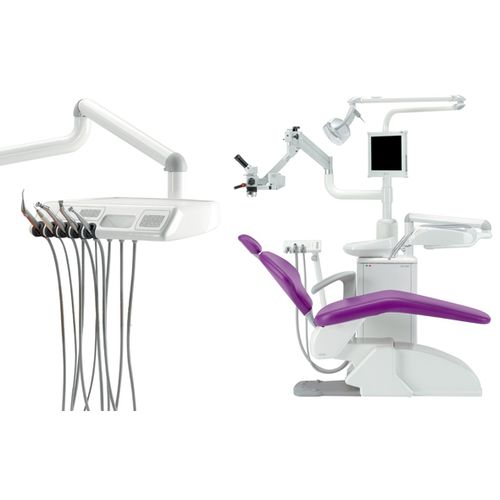 Unidad dental con sillón electroneumático - Universal ML DROP - O.M.S. S.p.A. OFFICINE MECCANICHE SPECIALIZZATE   - compacta / con monitor / con portainstrumentos