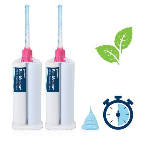 Material dental de vinilo polisiloxano - Blu-Mousse® Peppermint Super-Fast - Parkell Inc.   - para moldes para impresiones dentales