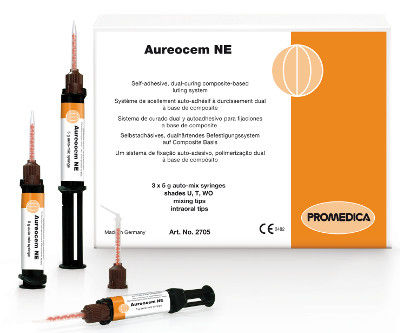 Adhesivo dental para puente dental - Aureocem NE - Promedica Dental Material GmbH   - para corona / para inlays dentales / para onlays dentales