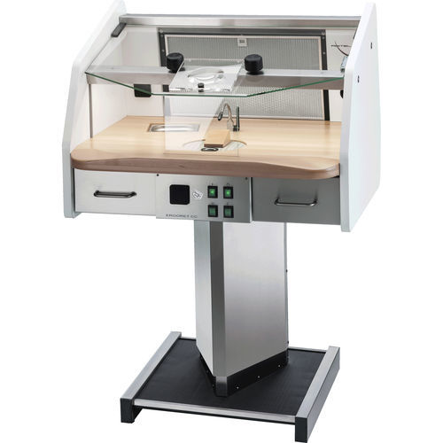 Puesto de trabajo para laboratorio dental con luz LED - ERGORET CC - REITEL Feinwerktechnik - con cajones / de mesa / de altura variable