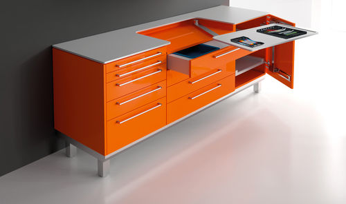 Plataforma de trabajo con cajón - S_tray - SARATOGA - con espacio de almacenamiento