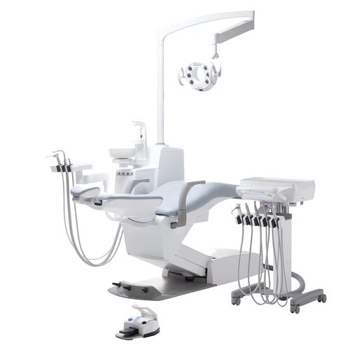 Unidad de tratamiento dental con sillón hidráulico - EURUS S1 - Takara Belmont Italy - con reposacabezas flexible / con sistema de higiene / con portainstrumentos
