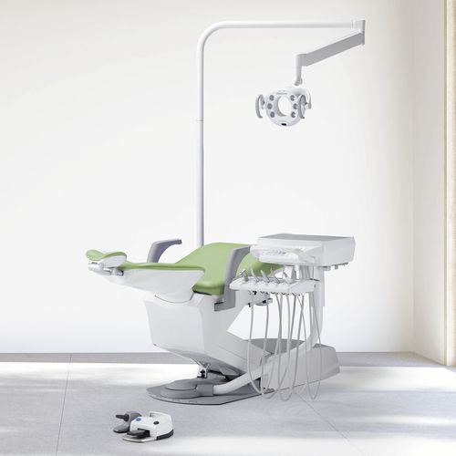Unidad de tratamiento dental con sillón hidráulico - EURUS S8 - Takara Belmont Italy - con reposacabezas flexible / con sistema de higiene / con portainstrumentos