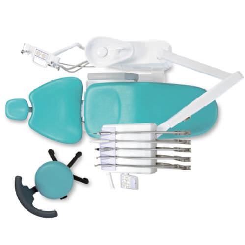 Unidad dental con sillón hidráulico - V300 - Suzhou Victor Medical Equipment - con portainstrumentos