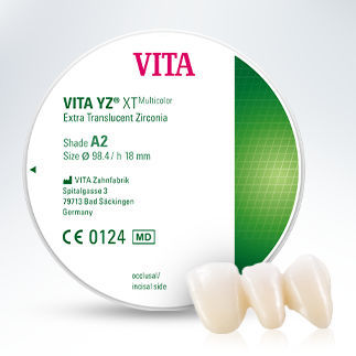 Material dental de circona - YZ® XT - VITA Zahnfabrik H. Rauter GmbH & Co.KG   - para restauración dental / CAD CAM / monocromo