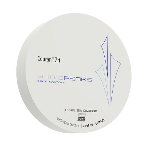 Material dental de circona - Copran® Zri 98 - Whitepeaks Dental Solutions GmbH - para puente dental / blanco / precoloreado