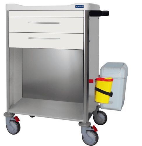 Carro para cuidados - F-DINOX-K4 - Behmpat Producciones S.L - de hospital / de acero inoxidable / con papelera