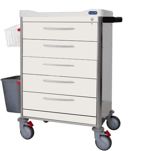 Carro para cuidados - F-DINOX-K5 - Behmpat Producciones S.L - de hospital / de acero inoxidable / con canasta