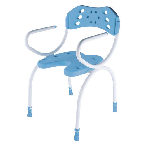 Silla de ducha con reposabrazos - Trinidad - Bischoff & Bischoff - con apertura higiénica / con respaldo / de altura variable