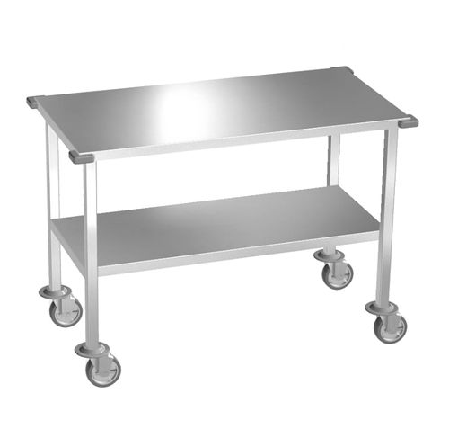 Mesa de trabajo - Infinium - rectangular / con ruedas / de acero inoxidable