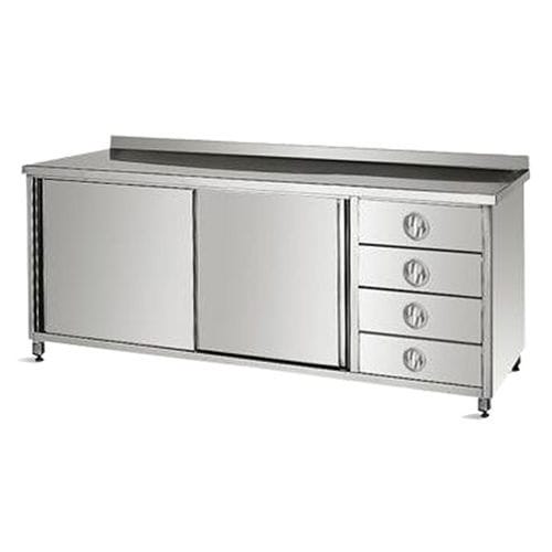 Mesa de trabajo - PS-SSWT02 - PROJESAN - rectangular / de acero inoxidable / con cajones