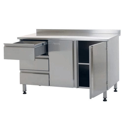 Mesa de trabajo - MD 4050 - MESPA - rectangular / de acero inoxidable / con cajones