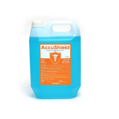 Solución hidroalcohólica 80 % - Accushield - Accurex Biomedical Pvt. Ltd.  - 5.000 ml