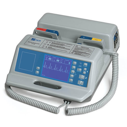 Desfibrilador externo manual - C-12S - E & M Electromedicina  - con monitores de ECG y SpO2