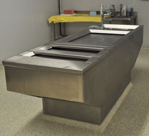 Mesa de autopsia - 3800 series - EIHF-ISOFROID - rectangular / de altura regulable / eléctrica