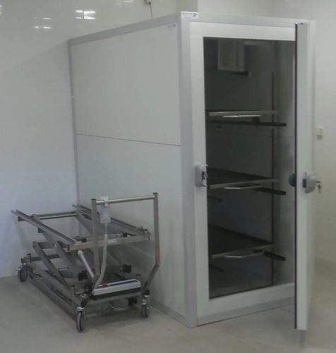 Cámara mortuoria frigorífica para camillas mortuorias - EIHF-ISOFROID - 3 cuerpos / de carga frontal / con 1 puerta