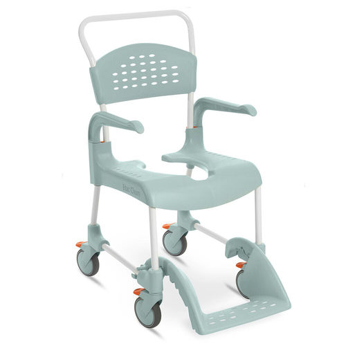 Silla de ducha con reposabrazos - Clean - Etac - con ruedas / con reposapiés / con apertura higiénica