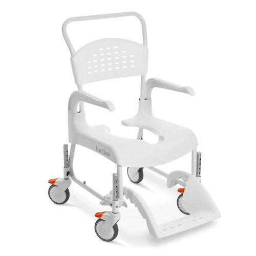 Silla de ducha con reposabrazos - Clean  - Etac - con respaldo / con ruedas / con apertura higiénica