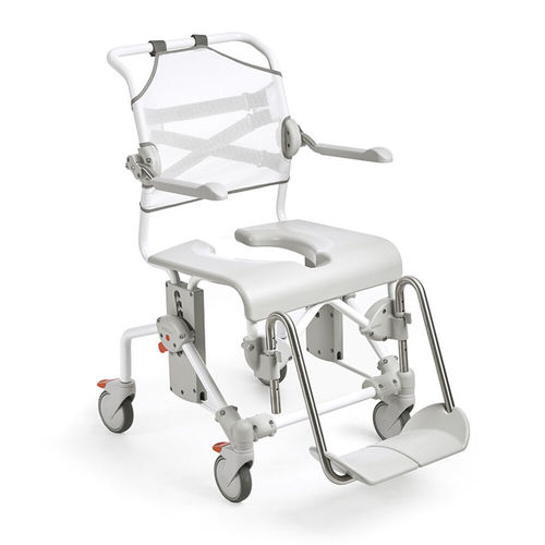 Silla de ducha con reposabrazos - Swift Mobil-2 - Etac - con respaldo / con ruedas / con apertura higiénica