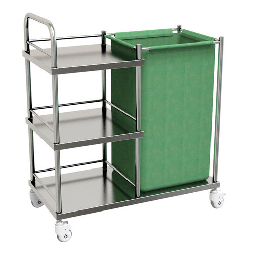 Carro para bolsas para ropa sucia - SKH027 - Jiangsu Saikang Medical Equipment - de hospital / con papelera / 3 estantes