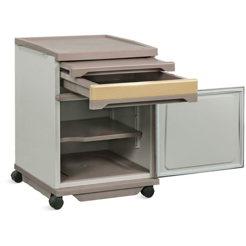 Mesa de cabecera con ruedas - SKS008 - Jiangsu Saikang Medical Equipment - con bandeja de cama integrada / con armario / con cajones
