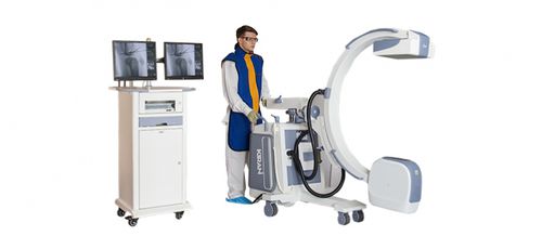 Arco quirúrgico móvil - Trivitron Healthcare - con sensor plano / con columna de vídeo