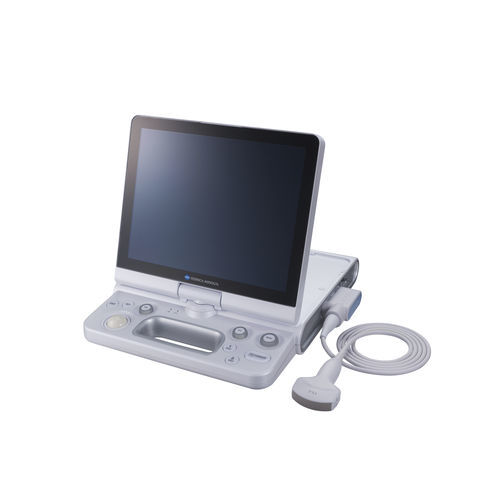 Ecógrafo portátil - SONIMAGE HS2 - Konica Minolta Healthcare - para ecografía con anestesia y en cuidados intensivos / blanco y negro / con guía de aguja