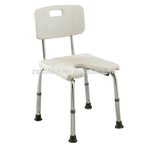 Silla de ducha con apertura higiénica - ALK406L - Zhongshan Aolike Medical Equipment Technology - con respaldo / de altura variable