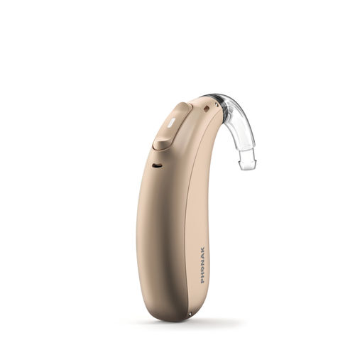 Prótesis auditiva BTE - Naída L-PR - Phonak - bluetooth® / recargables / beis