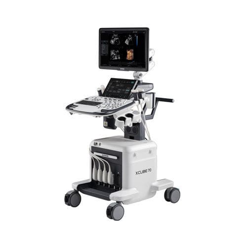 Ecógrafo con soporte - X-CUBE 70 on GPX - Alpinion Medical Systems - para ecografía polivalente / blanco y negro / doppler-color
