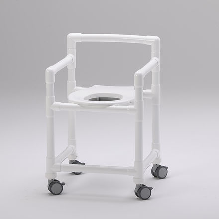 Taburete de ducha con reposabrazos - DH 100 - RCN Medizin - con ruedas / con apertura higiénica / con respaldo