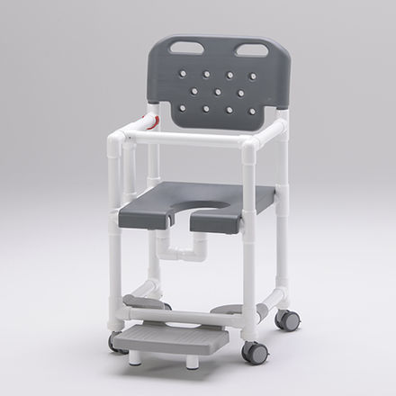 Silla de ducha con reposabrazos - SC 200 S - RCN Medizin - con ruedas / con placa reposapiés deslizante / con apertura higiénica