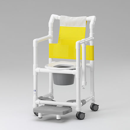 Silla de ducha con reposabrazos - SCC 250 FT SB - RCN Medizin - con ruedas / con placa reposapiés deslizante / con apertura higiénica