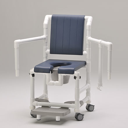 Silla de ducha con reposabrazos - SCC 250 PPG SB 2ASA - RCN Medizin - con ruedas / con placa reposapiés deslizante / con apertura higiénica