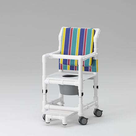 Silla de ducha con reposabrazos - KSC 180 FT RP SB - RCN Medizin - con ruedas / con placa reposapiés deslizante / con apertura higiénica