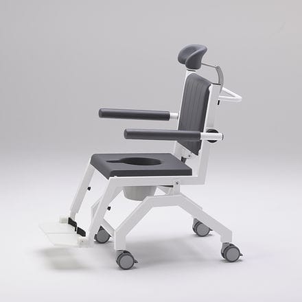 Silla de ducha con respaldo alto - SCC 250 Comfort M - RCN Medizin - con reposabrazos / con ruedas / con reposapiés