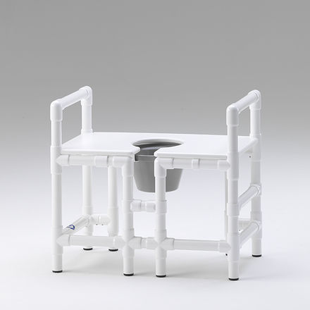 Taburete de ducha con reposabrazos - DT 300 OS DSP - RCN Medizin - sin respaldo / con apertura higiénica / con cubo