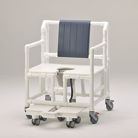 Silla de ducha con reposabrazos - SCC 250 XXXL DSP 300 MFTOS PR STE - RCN Medizin - con ruedas / con placa reposapiés deslizante / con apertura higiénica