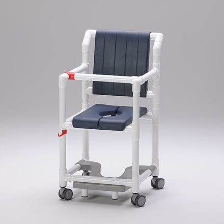 Silla de ducha con reposabrazos - SC 100 PZG SB - RCN Medizin - con ruedas / con placa reposapiés deslizante / con apertura higiénica