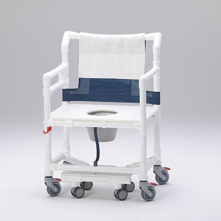 Silla de ducha con reposabrazos - SCC 250 OS DS ASAOS MFTOS - RCN Medizin - con ruedas / con placa reposapiés deslizante / con apertura higiénica