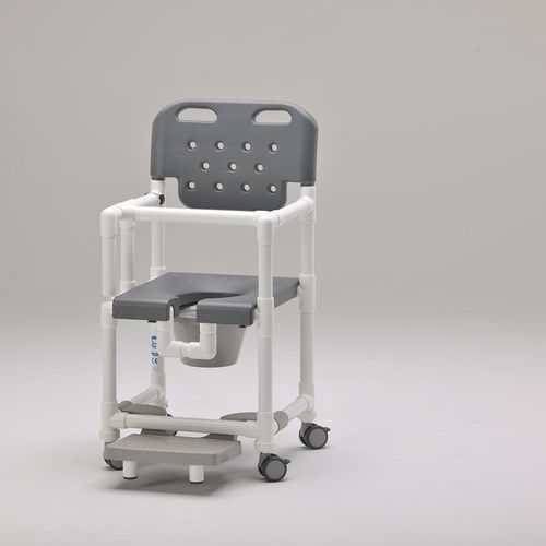 Silla de ducha con reposabrazos - SCC 200 S - RCN Medizin - con ruedas / con placa reposapiés deslizante / con apertura higiénica