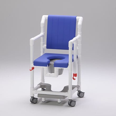 Silla de ducha con reposabrazos - SCC 250 PPG SB - RCN Medizin - con ruedas / con placa reposapiés deslizante / con apertura higiénica