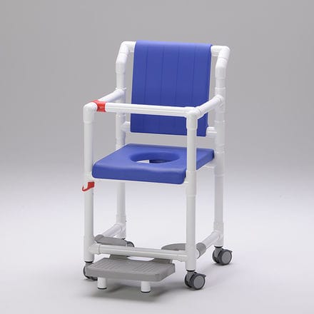 Silla de ducha con reposabrazos - SC 100 PSG SB - RCN Medizin - con ruedas / con placa reposapiés deslizante / con apertura higiénica