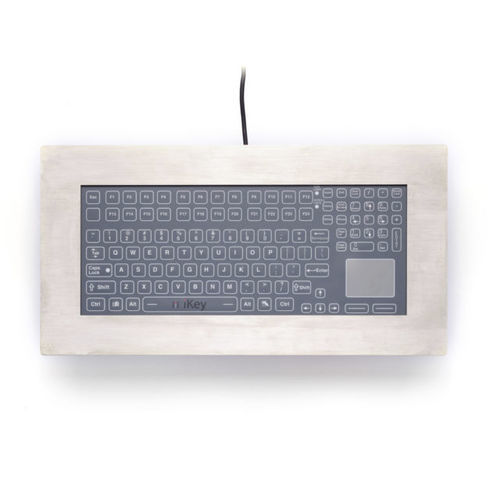 Teclado médico con alfombrilla táctil - PM-5K-MEM-TP - IKEY - de acero inoxidable / USB / hermético