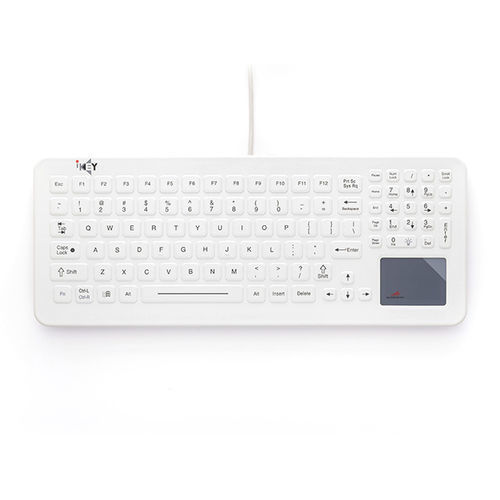 Teclado médico con alfombrilla táctil - SLK-102-TP-FL - IKEY - de silicona / de caucho de silicona / USB