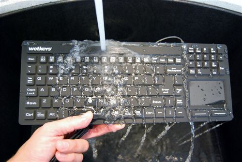 Teclado médico con alfombrilla táctil - KBWKRC106T-BK - WETKEYS - de caucho de silicona / desinfectable / impermeable
