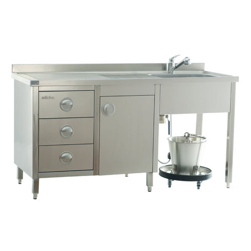 Mesa para escayola - MAM 1070 - MIXTA - rectangular / con fregadero / de acero inoxidable