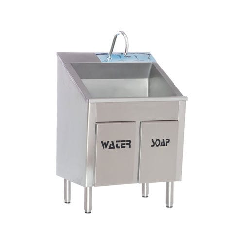 Fregadero quirúrgico 1 unidad - MEY 1010 - MIXTA - de acero inoxidable / pulsador de rodilla / con dispensador de jabón