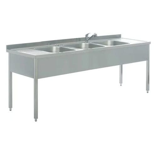 Fregadero de descontaminación - MYT 1051 - MIXTA - para centro sanitario / 3 estaciones / de acero inoxidable
