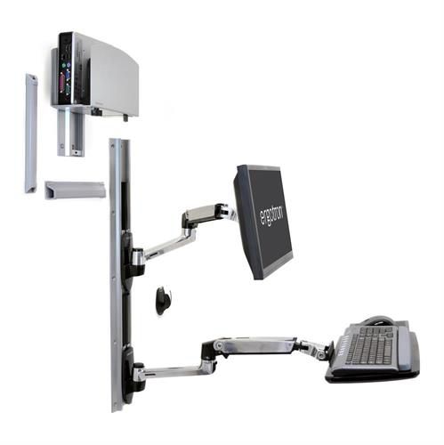 Estación de trabajo informática médica - 45-2 series - Ergotron - de altura regulable / de pared / reclinable